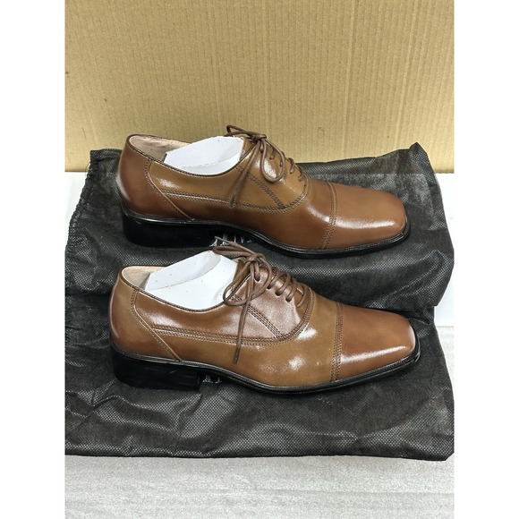 Climate-X Men's‎ Cap Toe Brown Leather Dress Shoe New In Box Size 7.5 MSRP 399